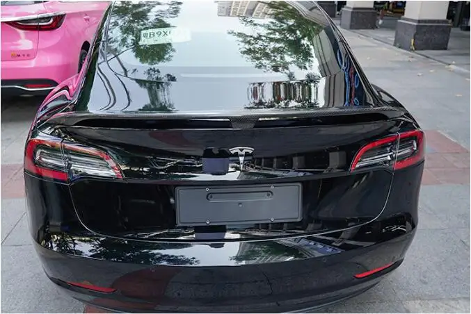 Новая модель 3 Реальные углеродного волокна заднего крыла багажник выступ