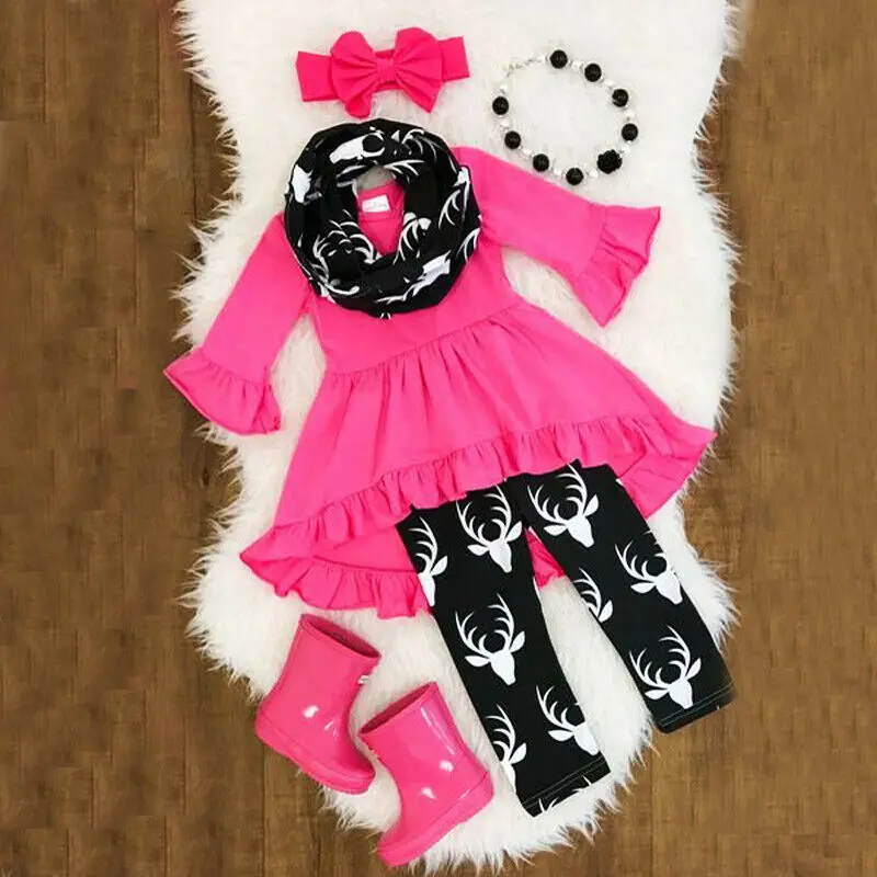 

3 шт., детские топы с цветочным принтом