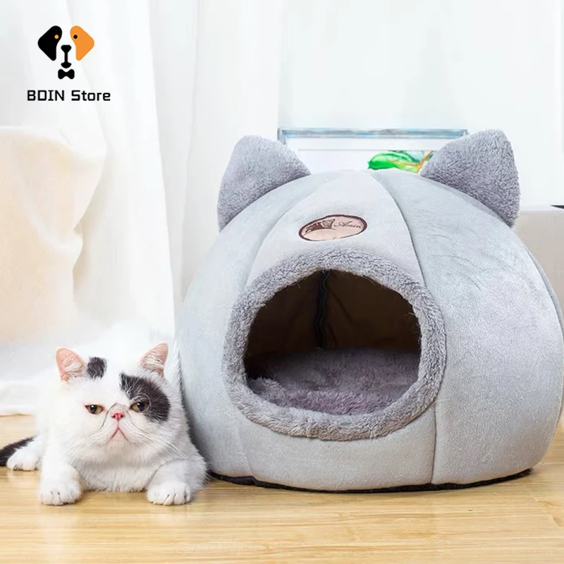 

2021 Deep Sleep Comfort In Winter Cat Bed Washable Little Mat Basket For Cat's House Products Pets Tent Cozy Cave Beds Indoor