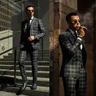 Мужской облегающий деловой костюм Привлекательные мужские костюмы из 3 предметов (пальто + жилет + брюки) с заостренным лацканом