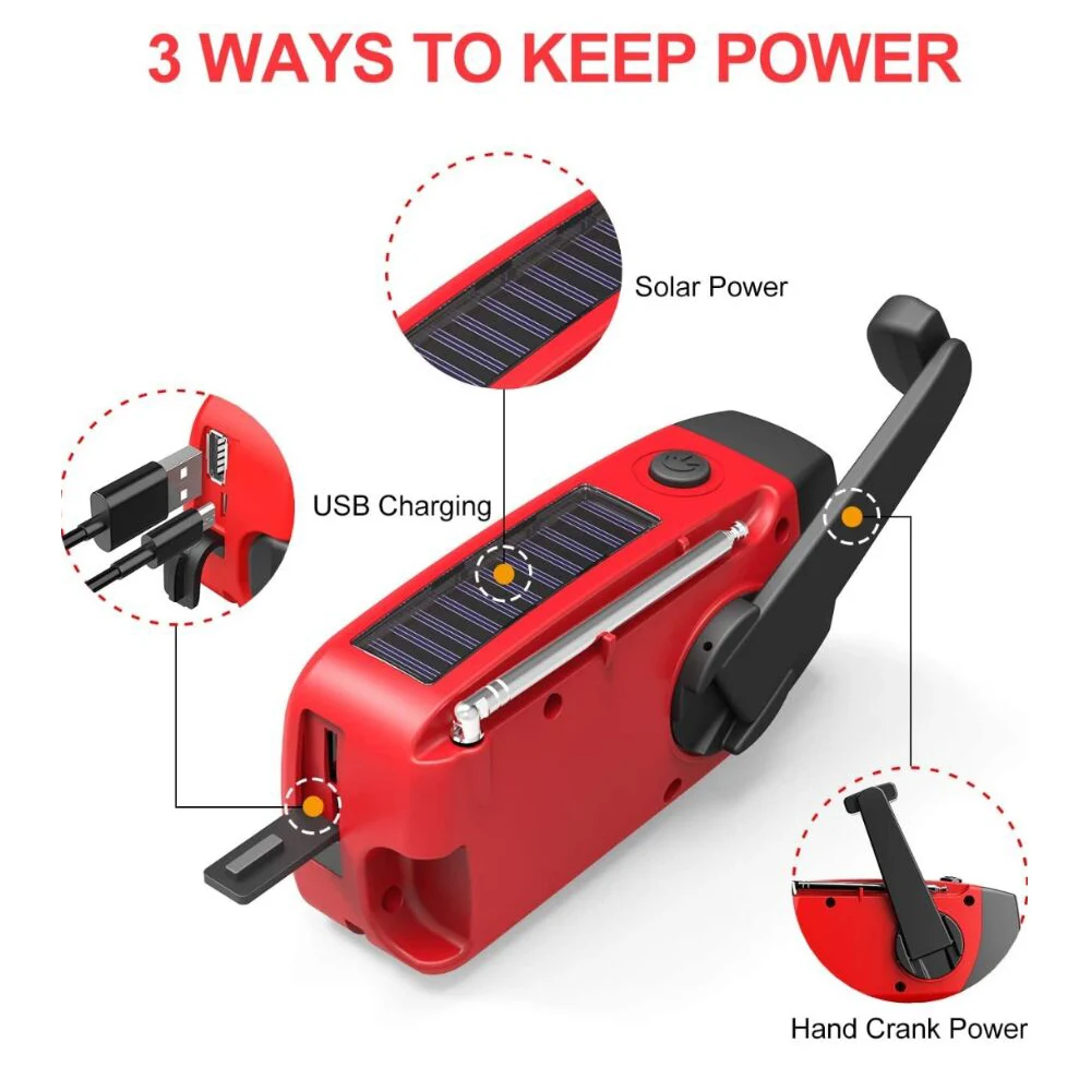 Мини-радиоприемник на солнечной батарее AM/FM/NOAA динамо светодиодный фонарик