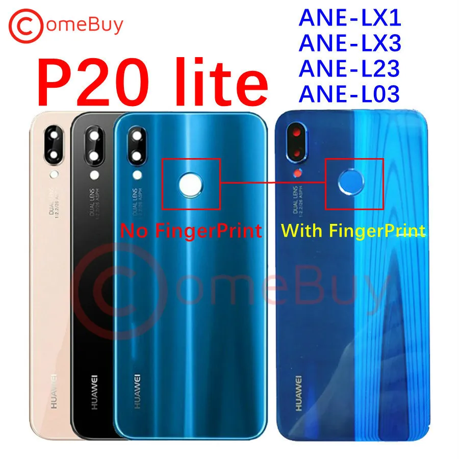 Для huawei P20 Lite крышка батареи Задняя стеклянная панель Задняя Дверь Корпус чехол+ кнопка отпечатков пальцев для huawei P20 Lite крышка батареи