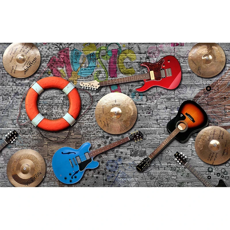 

Custom Wallpaper Music Fashion Bar Ktv Guitar Stone Wall Brick Background Wallpapers Mural