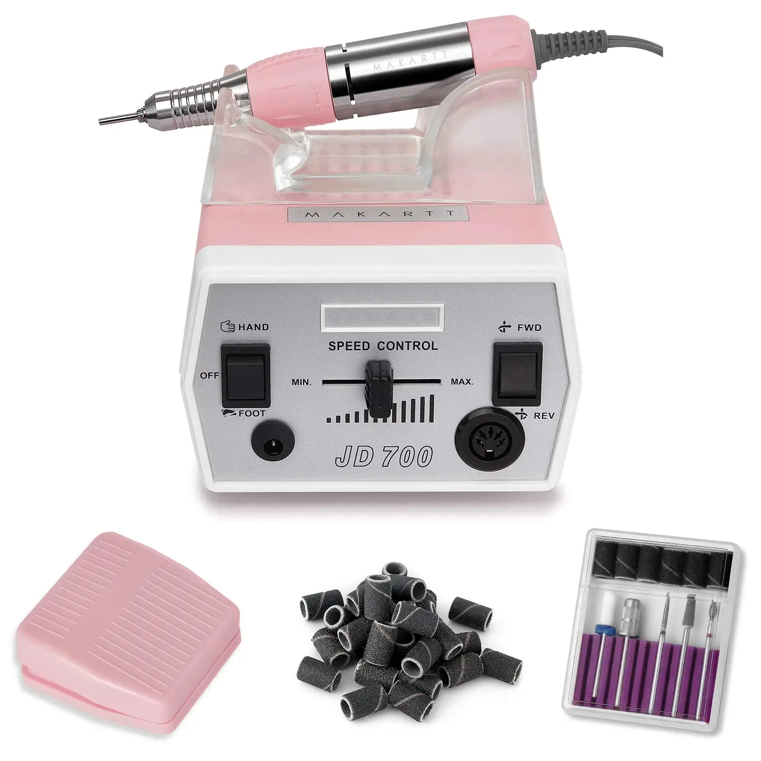 Makartt Nail Drill Machine Geneviere Electric Nail File Pink JD700 Professional 30000RPM Manicure Drill for Acrylic Nails