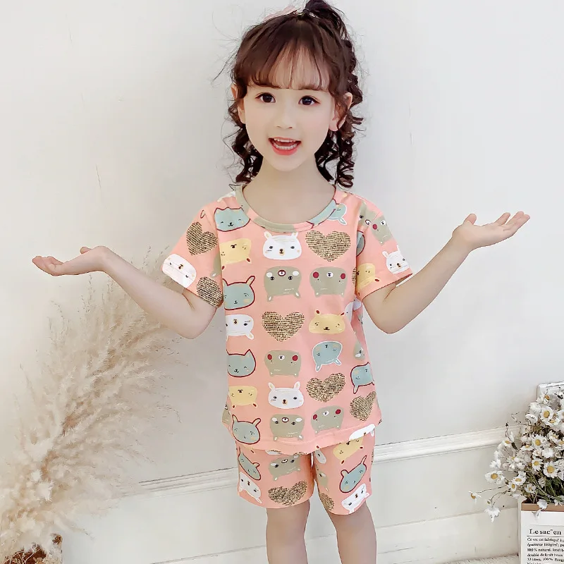 

Cartoon Kids Girls Pajamas Sets 2020 Summer Children's Homewear Clothing Big Girls Nightwear Print Sleepwear Girls Pajamas Sets