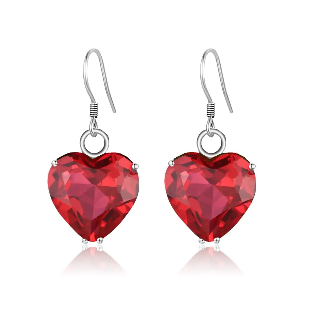 Женские серьги-подвески из серебра 925 пробы с рубином | Украшения и аксессуары
