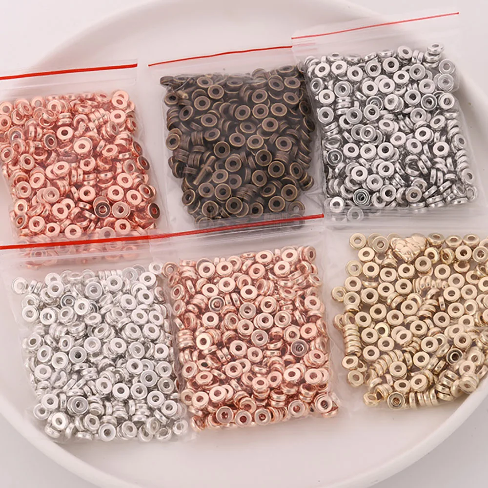 

200pcs/6mm Round Loose Spacer Beads Silver Gold Plated Beads for Jewelry Making BraceletComponents Crafts DIY Wholesale