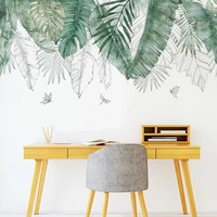luanqi green palm leaves wall stickers vinyl diy coconut tree leaves mural decals for living room kitchen home decor wallpaper