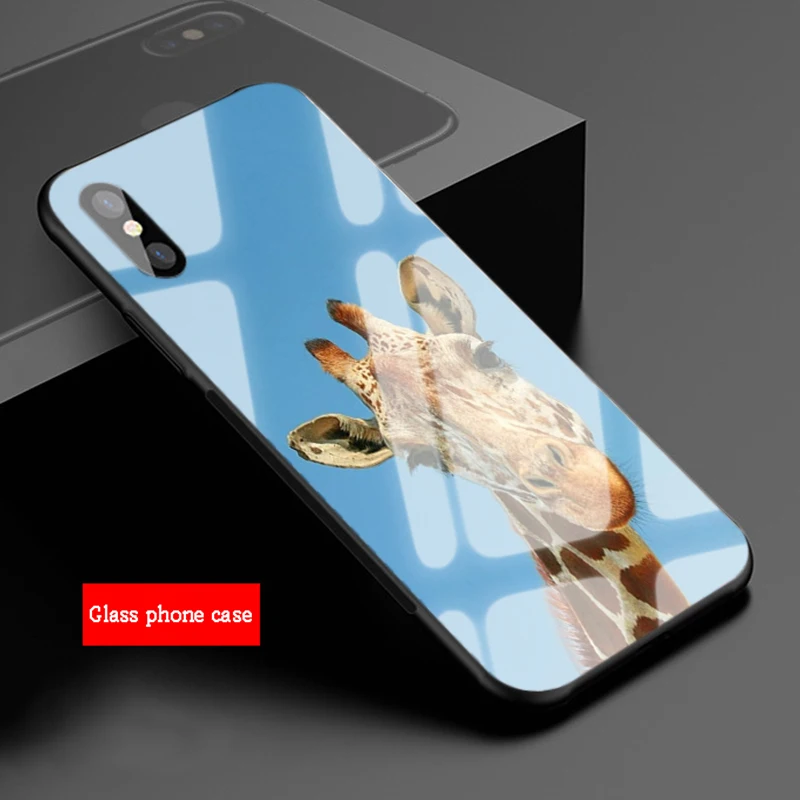 Чехол для телефона из закаленного стекла с изображением жирафа iphone 13 12 11 Pro Max 5 6 7 8