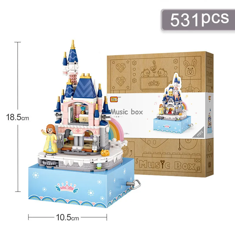 

2021 NEW LOZ Castle Blocks Toys for Girls Princess Figure Bricks Music Box Kids Xmas Educational Gift Juguetes over 6 Years Old