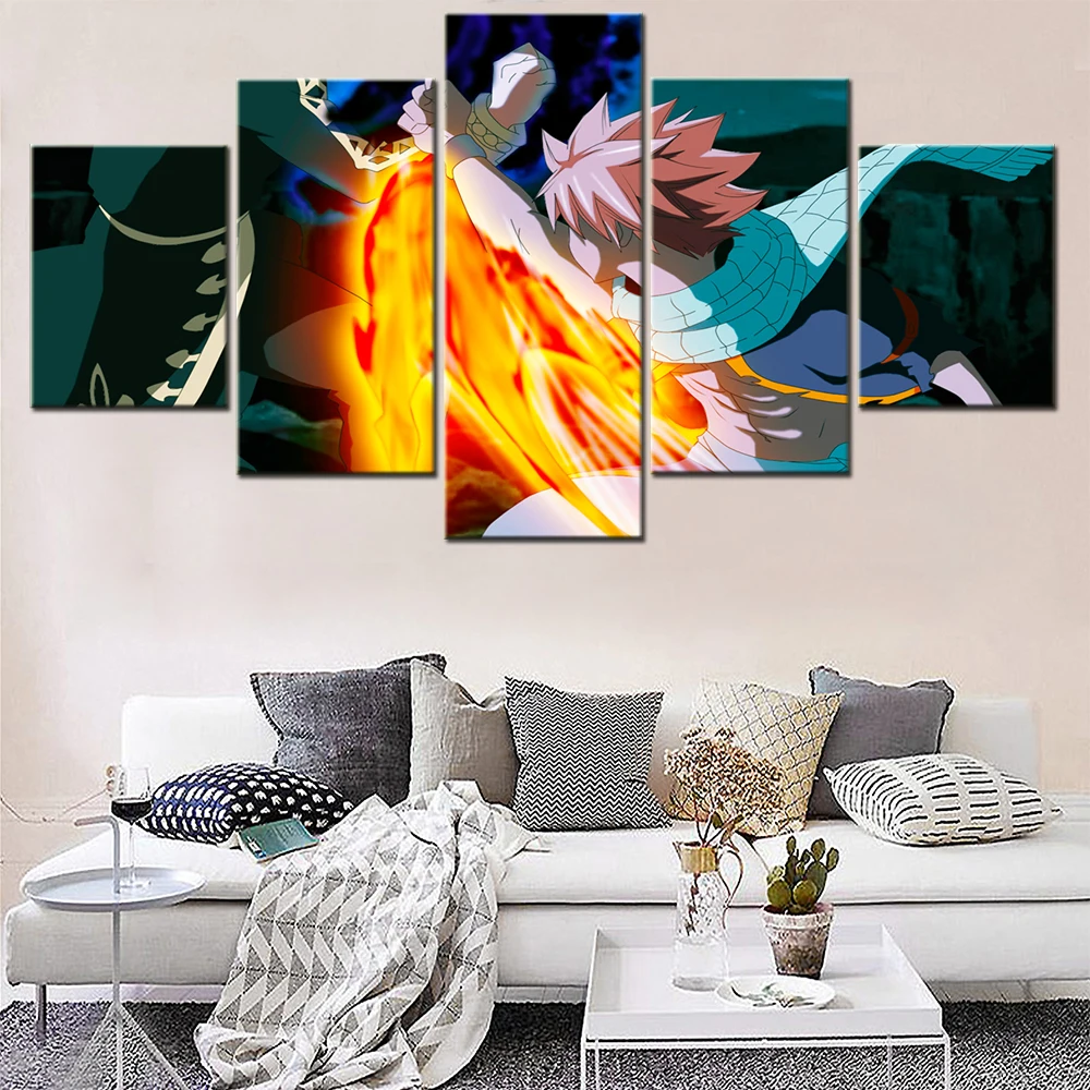 

Canvas Painting 5 Piece Japan Anime Manga Figure Zeref Dragneel Posters Wall Decoration Modern Living Room Wall Art Picture