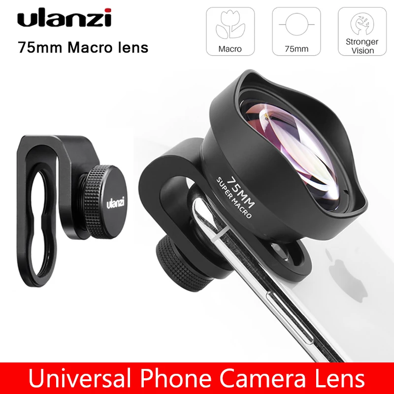 

Макрообъектив Ulanzi 75 мм Универсальный для iPhone 7/8/X/XS/11 Pro Max/12 Mini Pro Max Samsung S8/S9/S10/N10 S20 S21 Huawei