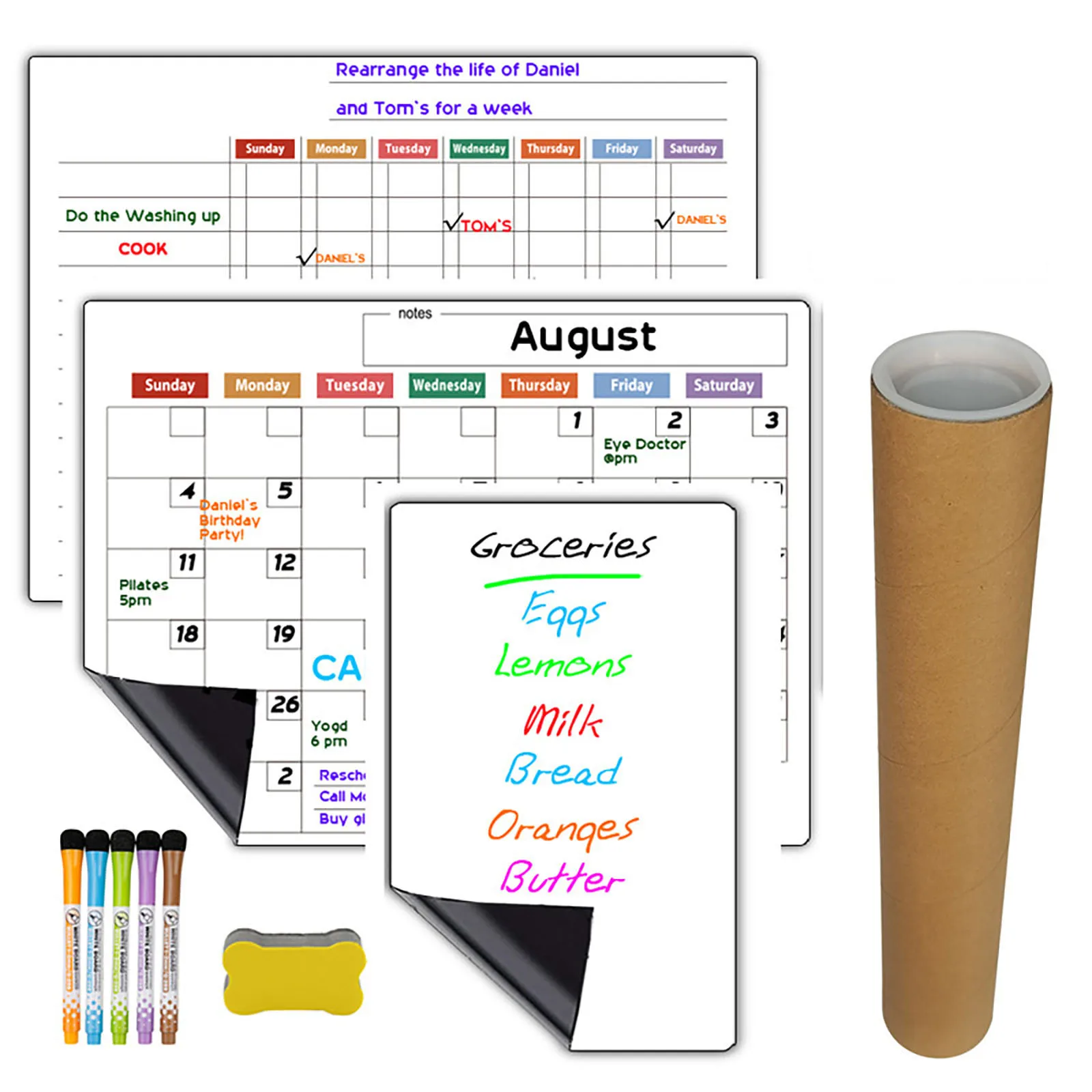 

High-Quality PET Magnetic Weekly Housework Dry Erase Board Calendar Monthly Planner Message Board For Fridge