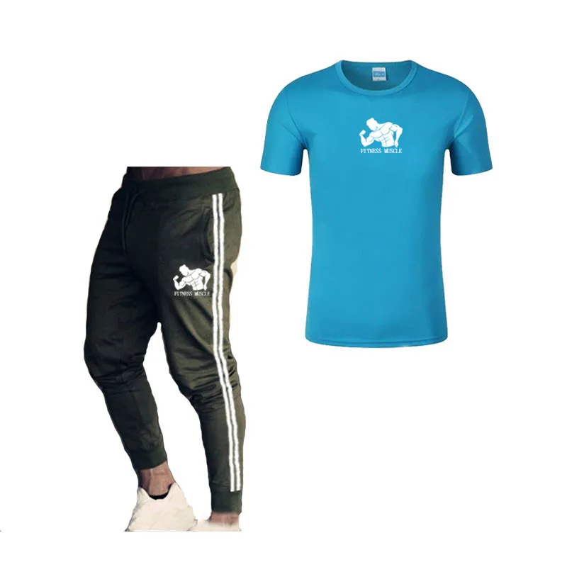 Спортивный костюм футболка брендовая мужская рубашка для бодибилдинга фитнеса