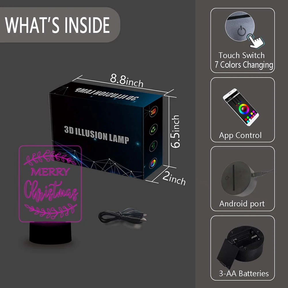 3D Smarts ночник подсветка Иллюзия светодиоды лампа 7 цветов затемнения приложение