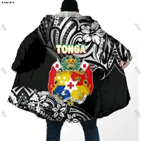polynesia hawaii tonga 3d printed hoodie long duffle coat hooded blanket cloak thick jacket cotton pullovers%c2%a0dunnes overcoat