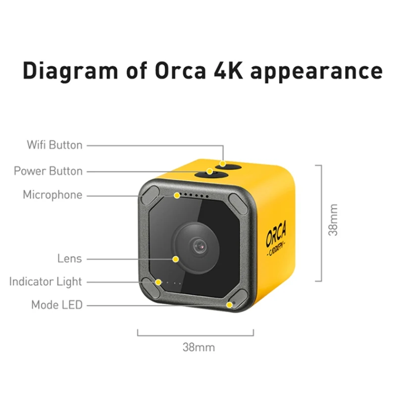 CADDX Orca 4K HD камера Запись Мини FPV с углом обзора 160 градусов WiFi анти встряхивание DVR