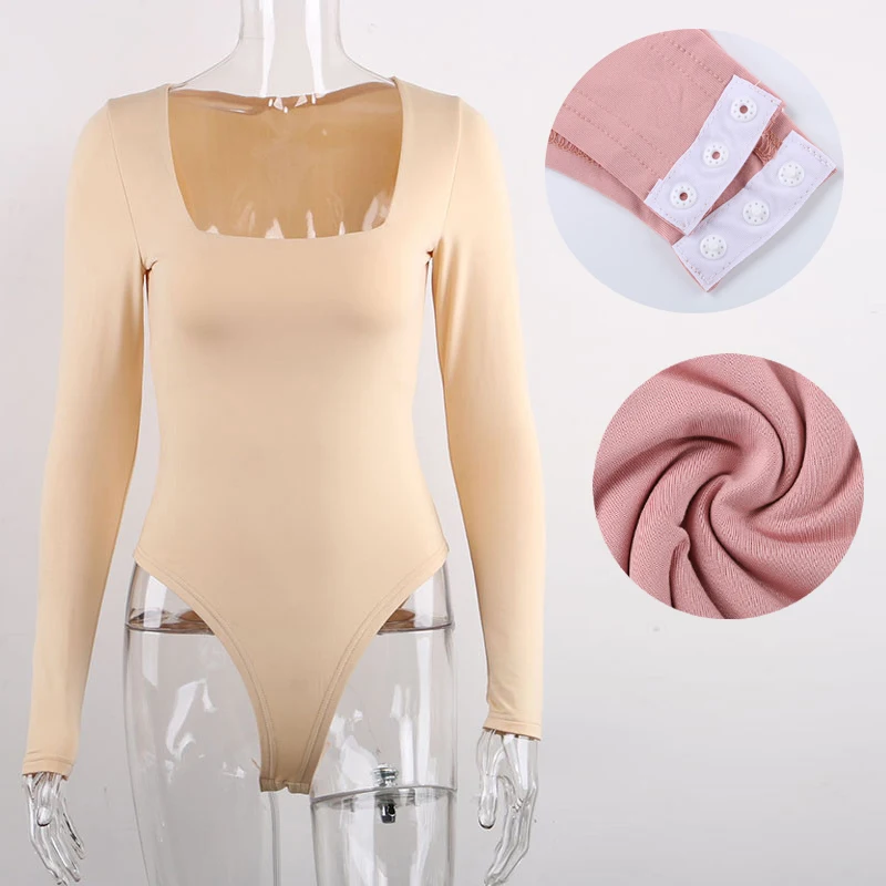 Ирен сексуальное боди для женщин Повседневное одноцветное с длинными рукавами