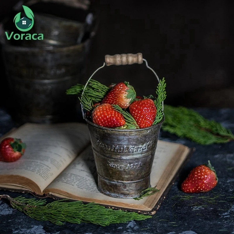 Винтажное ведро с железной ручкой металлическая Ретро английская печать кованая