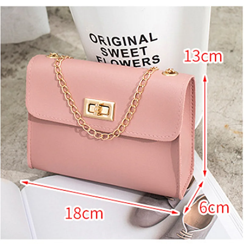 

Fashion and Simple Ladies Bags New Trendy Shoulder Bag Wild Chain Messenger Bag PU Solid Color Small Square Bag 2021
