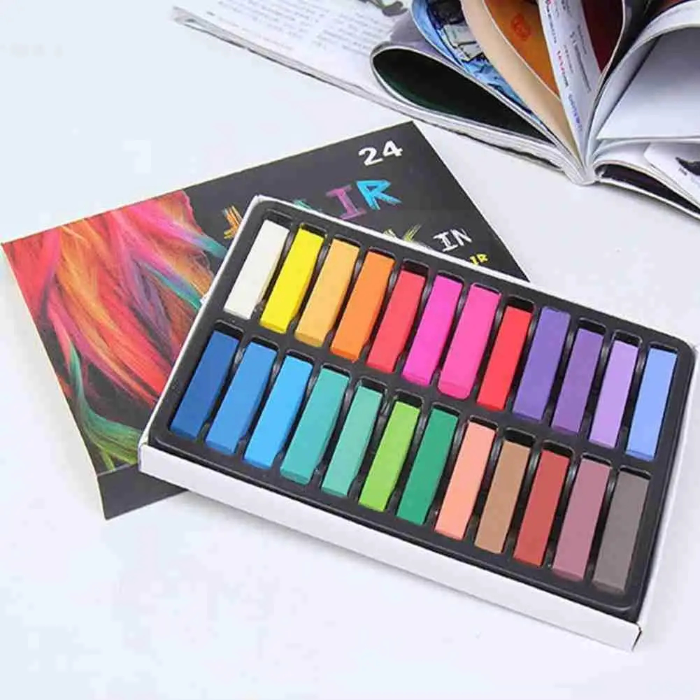 

24colors/set Hair Chalk Hair Dye Pen Temporary Washable Coloring Crayons Tinte Easy Dyeing Hair Chalk Hair Pelo Color To De I3v6