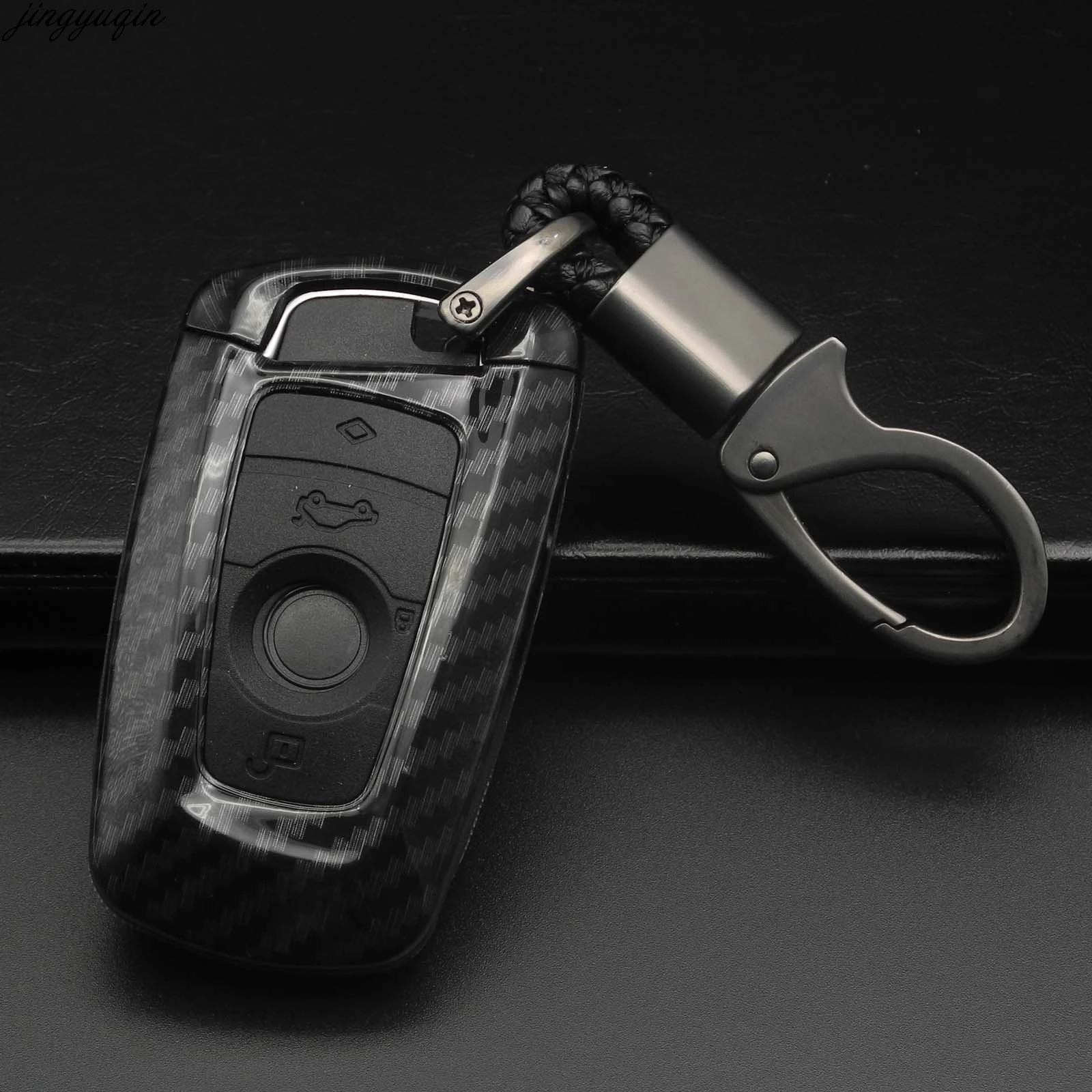 

Jingyuqin Fashion Carbon Car Key Cover Case For BMW X1 X3 X5 X6 3 5 Series F10 F30 M520 525 F18 118i 320i 1 3 5 7 Series