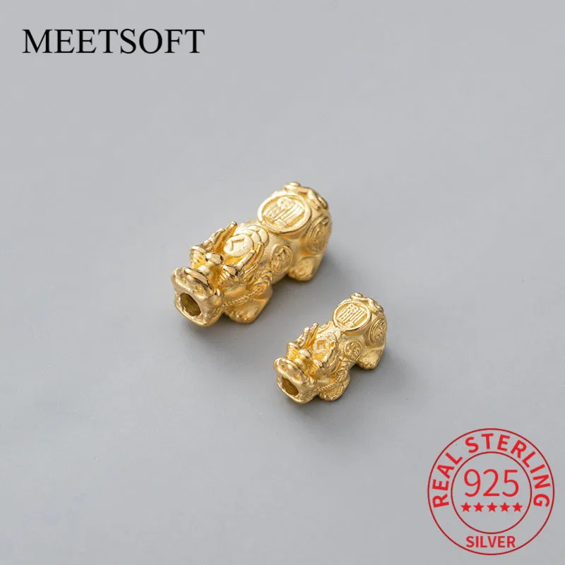 Бусины MEETSOFT из стерлингового серебра 925 пробы с золотыми храбрыми войсками