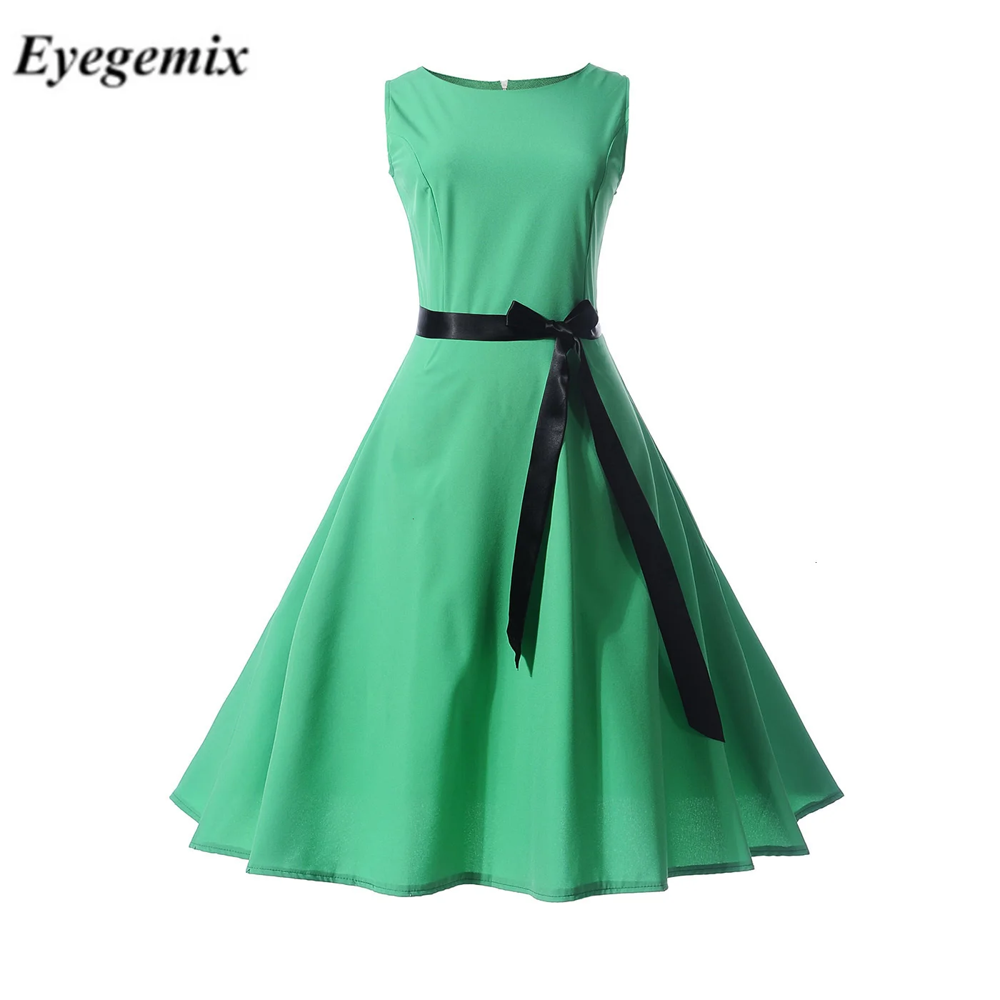 Черное облегающее однотонное Элегантное платье без рукавов ТРАПЕЦИЕВИДНОЕ