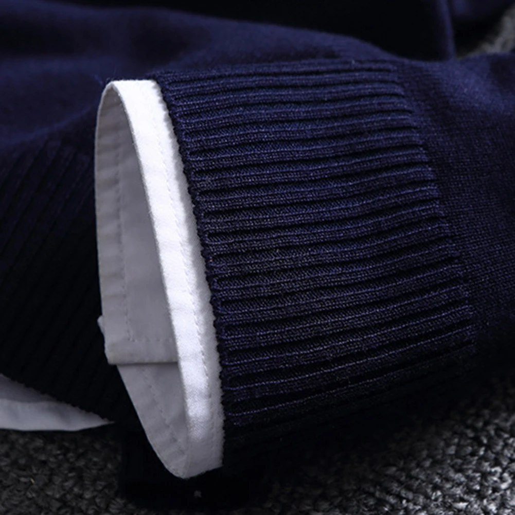 

1pc Fashion Men Color Block Patchwork O Neck Long Sleeve Knitted Sweater Top Blouse Polyester Spandex Casual Warm Men's Sweater