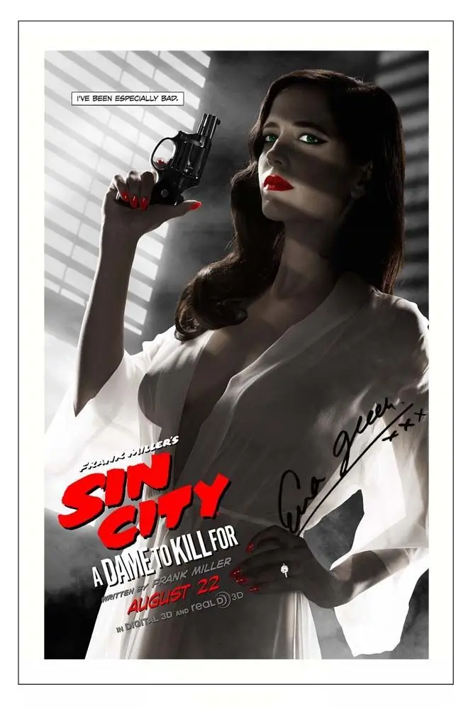 

Эва зеленый SIN CITY 2 подписанный Искусство Шелковый плакат печать 24x36 дюймов