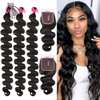 Пупряди объемных волнистых волос 28 дюймов 30 дюймов с 5 Х5 Hd прозрачными кружевными застежками, бразильские вьющиеся 100% человеческие волосы, волнистые 3 4 пряди