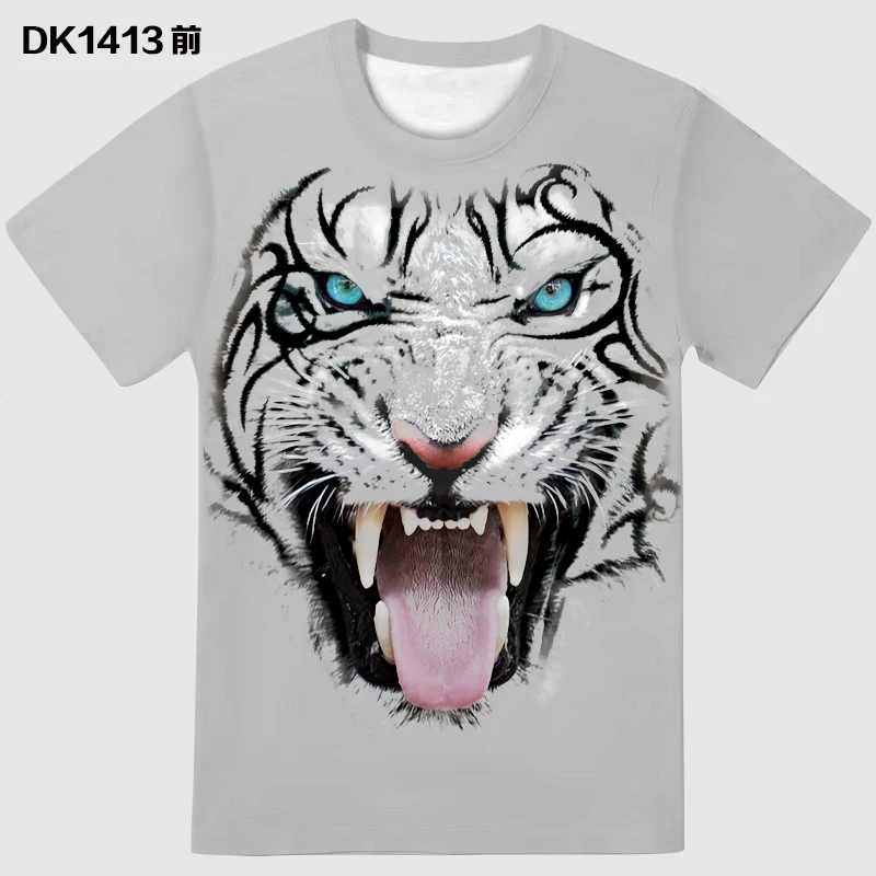 Модная мужская и женская футболка с 3D принтом тигра круглым вырезом в стиле хип