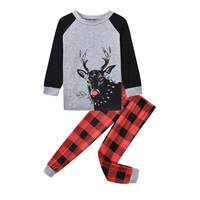 pajamas christmas parent child outfit set deer plaid print home service christmas set family matching personalized deer print