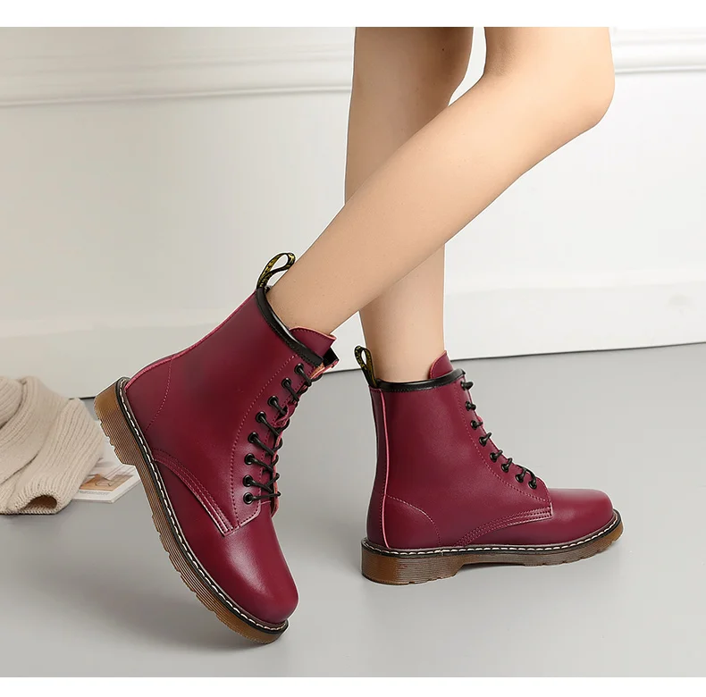 Snow Boots Winter Boot Fur Warm Comfortable Ankle Boots for Women Martin Boots Genuine Leather Shoes Flat Casual Booties