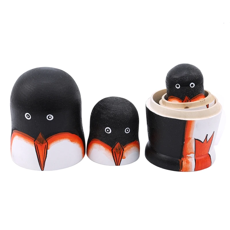 5 слоев Матрешка игрушка матрешка деревянный Пингвин ручная роспись русская