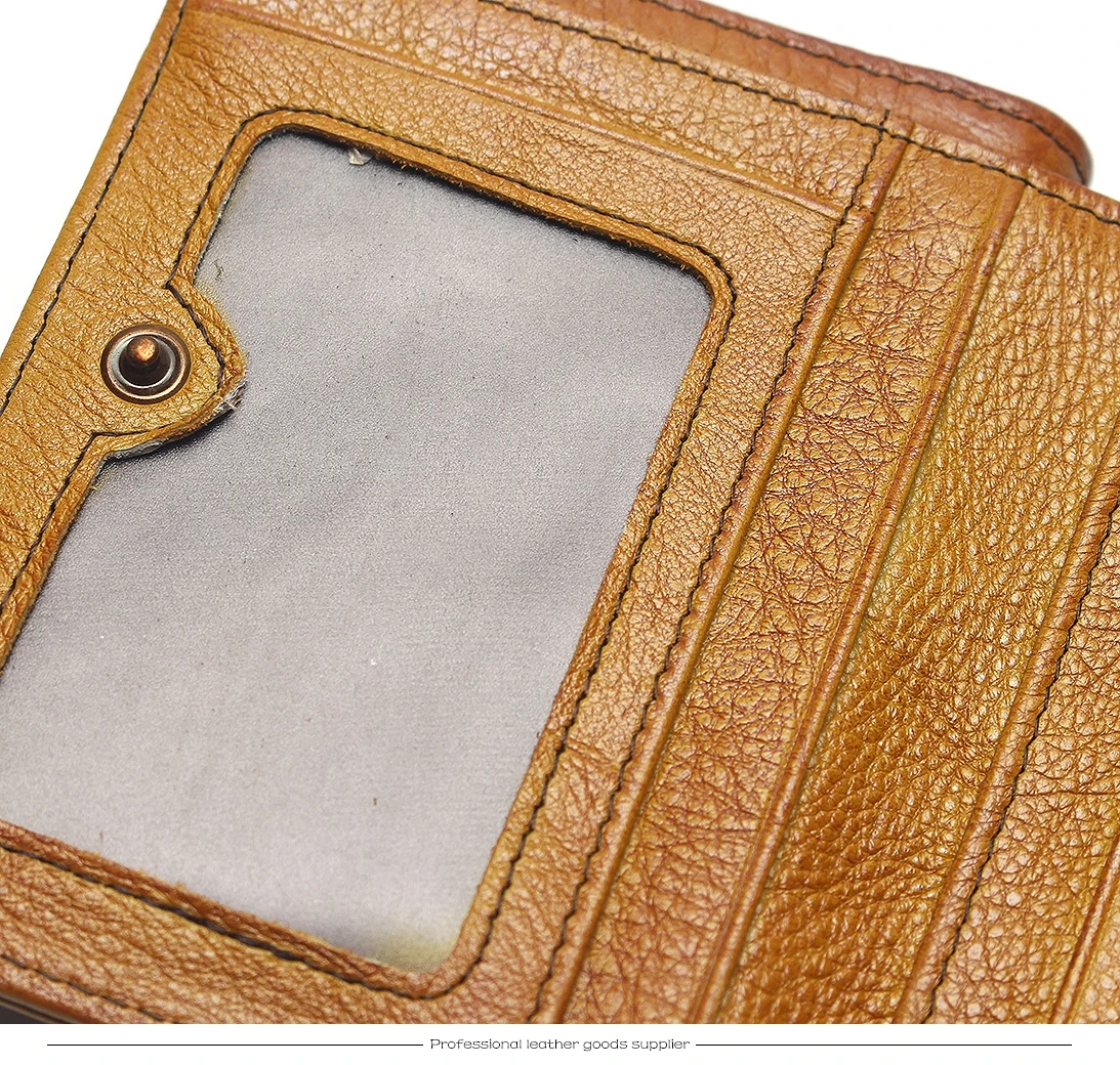 Natural Leather RFID Blocking Men's Top Layer Leather Brushed Wallet Handmade Retro Wallet Pure Leather Leather Coin Purse