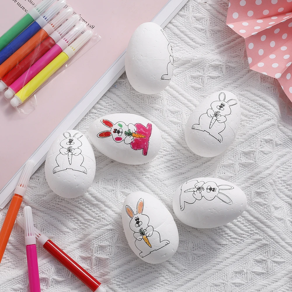 12 шт./компл. DIY Рисование 6 см пенопластовое яйцо пасхальное украшение для