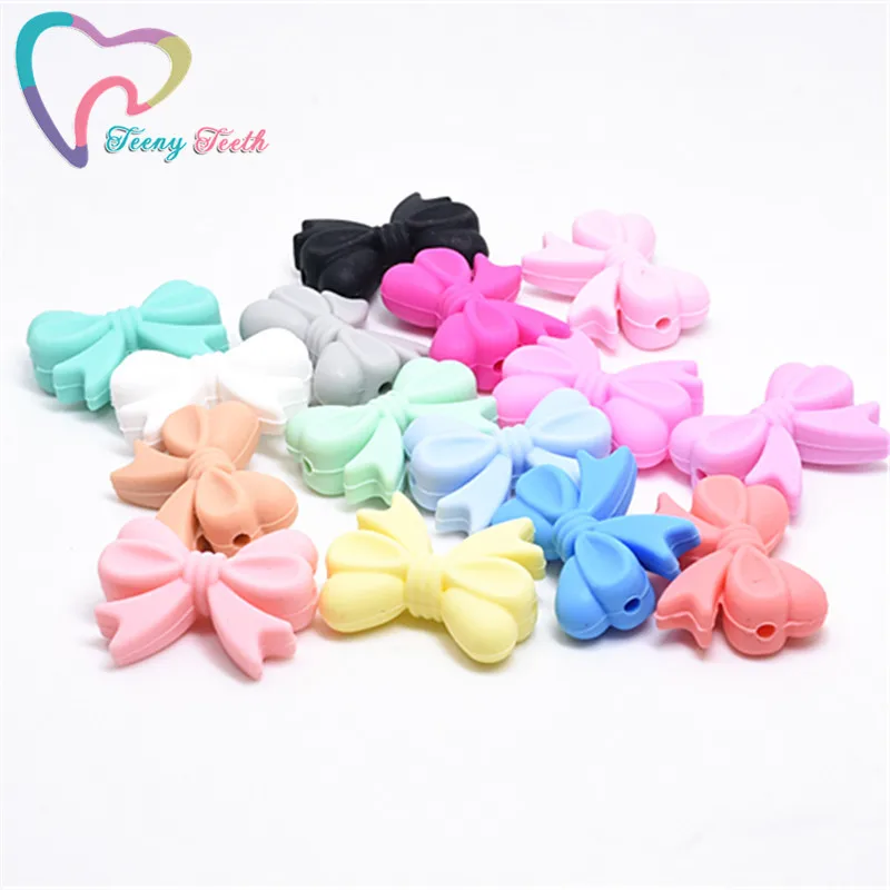 10 шт. Детские Силиконовые для Прорезывание Зубов бантом и отделкой из бус своими