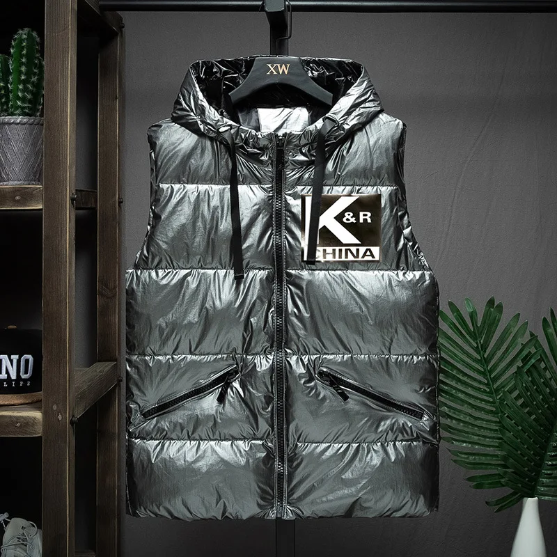 Мужская Флисовая куртка без рукавов зимняя модная повседневная с капюшоном