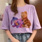 Новая модная повседневная фиолетовая футболка с изображением героев Диснея, Милая женская футболка с рисунком Винни-Пуха, медведя, Харадзюку, 8 цветов, топы, одежда