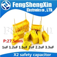 5pcslot x2 safety capacitors 27 5mm 275vac 275v 1 2uf 2uf 2 2uf 3 3uf 1 5uf 1uf 1000nf 1200nf polypropylene film capacitor