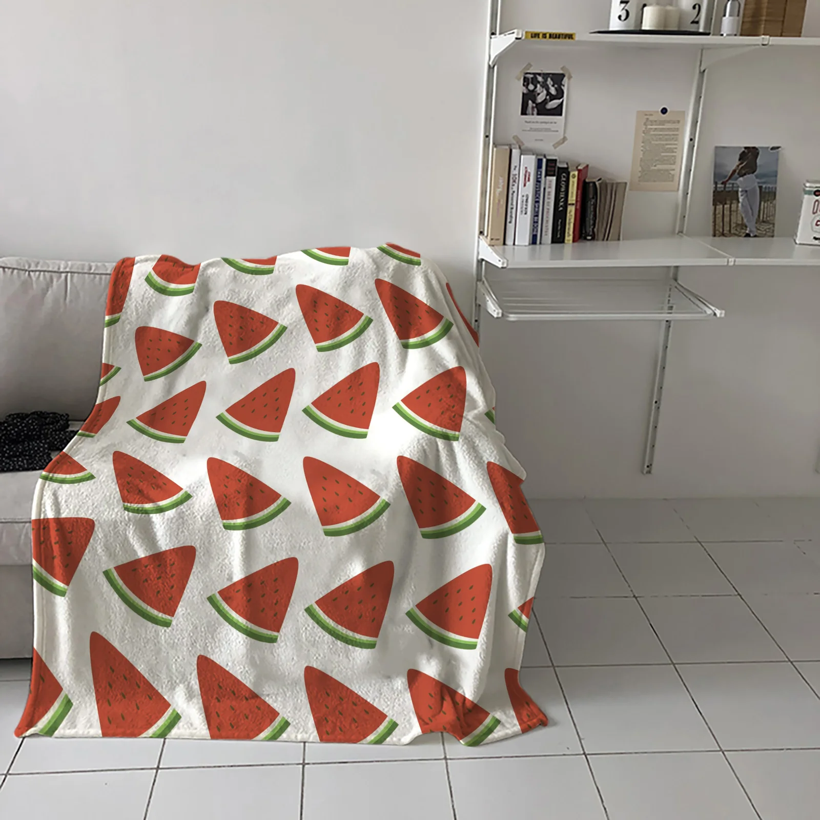 

Summer Watermelon Pattern Throw Blanket for Sofa Warm Blanket on Bed Home Bedspread Travel Fleece Blanket