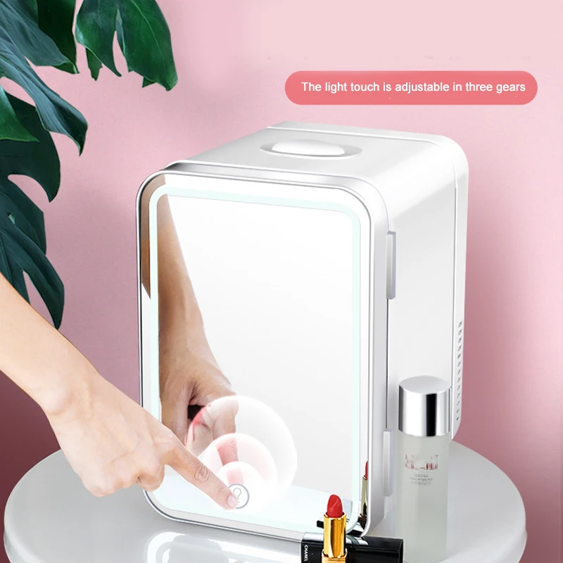 저렴한 8L LED 조명 디자인 자동차 휴대용 미니 스킨 케어 화장품 냉장고, 거울 포함 저렴한 8L LED 조명 디자인 자동차 휴대용 미니 스킨 케어 화장품 냉장고, 거울 포함