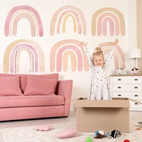 pink big rainbow watercolour cartoon wall stickers self adhesive for baby kids room living room nursery nodic decals home decor