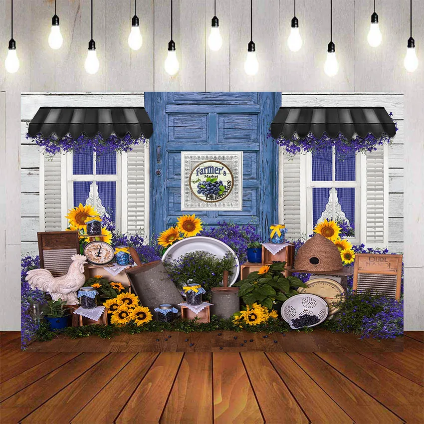 Фон для фотосъемки новорожденных детей фермы Красочные цветы Подсолнух День