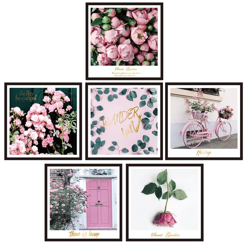 

Pink Rose Wall Stickers Bedroom Living Room Sofa TV Backdrop Decor Aesthetic Warm Wallpaper