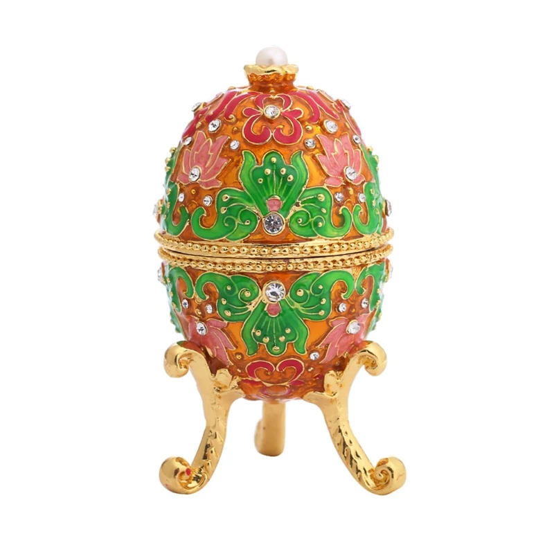 

Y4QB Vintage Hand Painted Enameled Decorative Hinged Xmas Balls Jewelry Trinket Box Unique Gift for Collection Home Decor