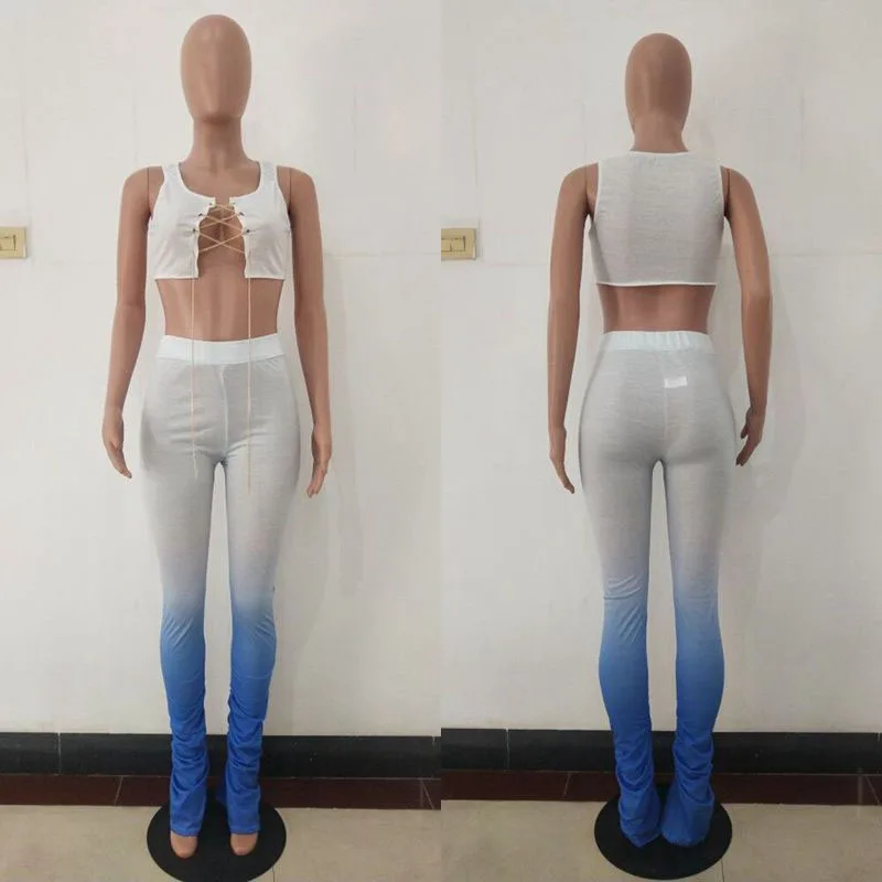 

Sexy Two Piece Set Women Summer Clothes Metal Chain Crop Top Stacked Leggings Pants Matching Sets Club Birthday Outfits