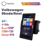 Вращающаяся магнитола Ownice, плеер на Android, с экраном 10,1 дюйма, 1280*720, IPS, Nano, для VW Golf, Polo, skoda Октавия Рапид, Tiguan, Passat b7, b6