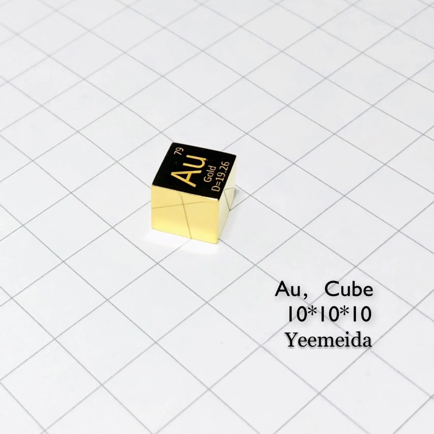 Au Gold Metal 10mm Density Cube 99.99% Pure for Element Collection